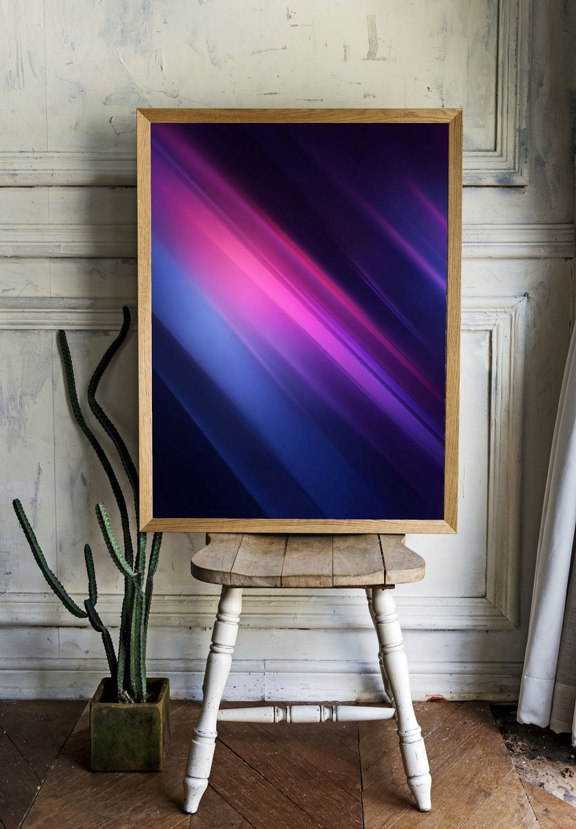 Neon Light Streaks Abstract Poster. — room view 1