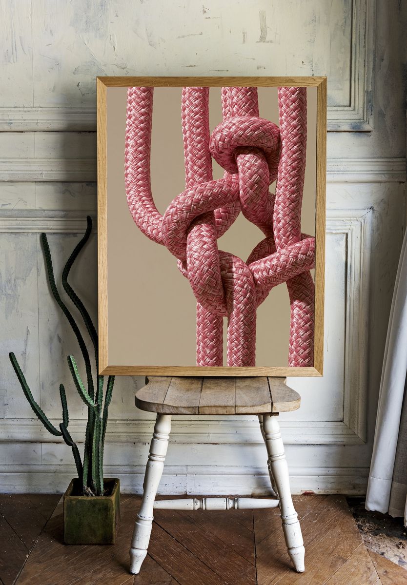 Pink Woven Knot Abstract Poster. — room view 1