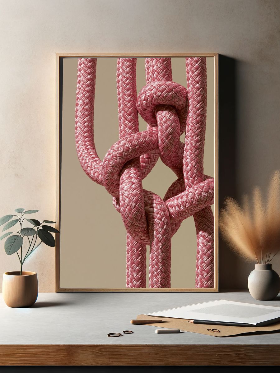 Pink Woven Knot Abstract Poster. — room view 2