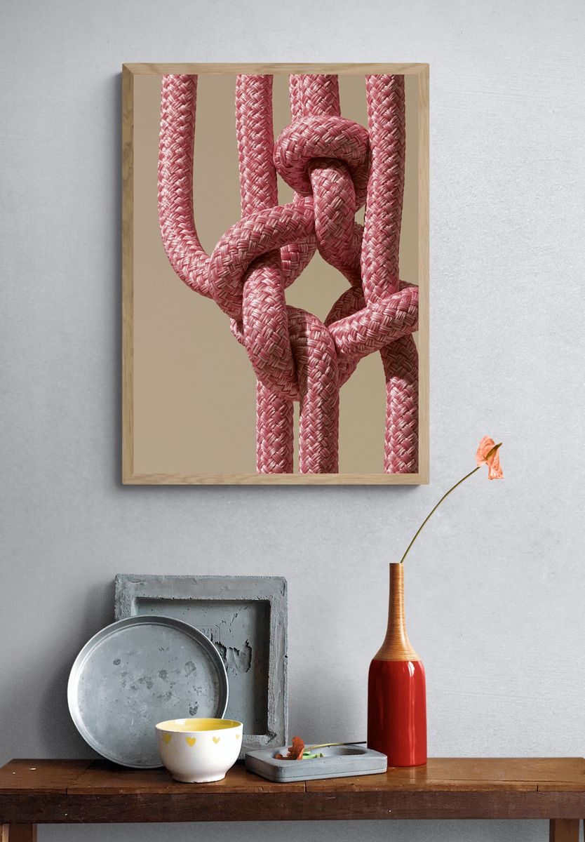 Pink Woven Knot Abstract Poster. — room view 3