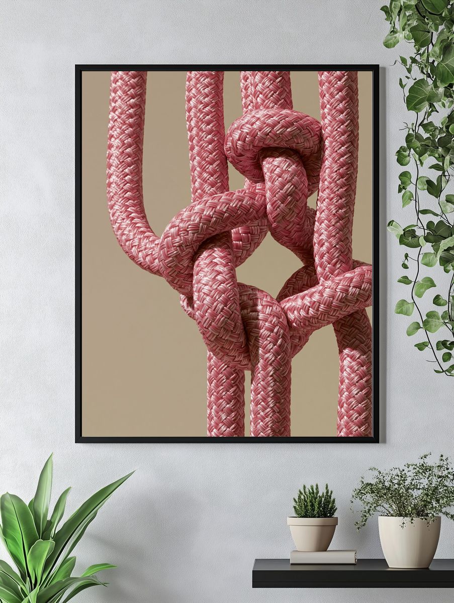 Pink Woven Knot Abstract Poster. — room view 4
