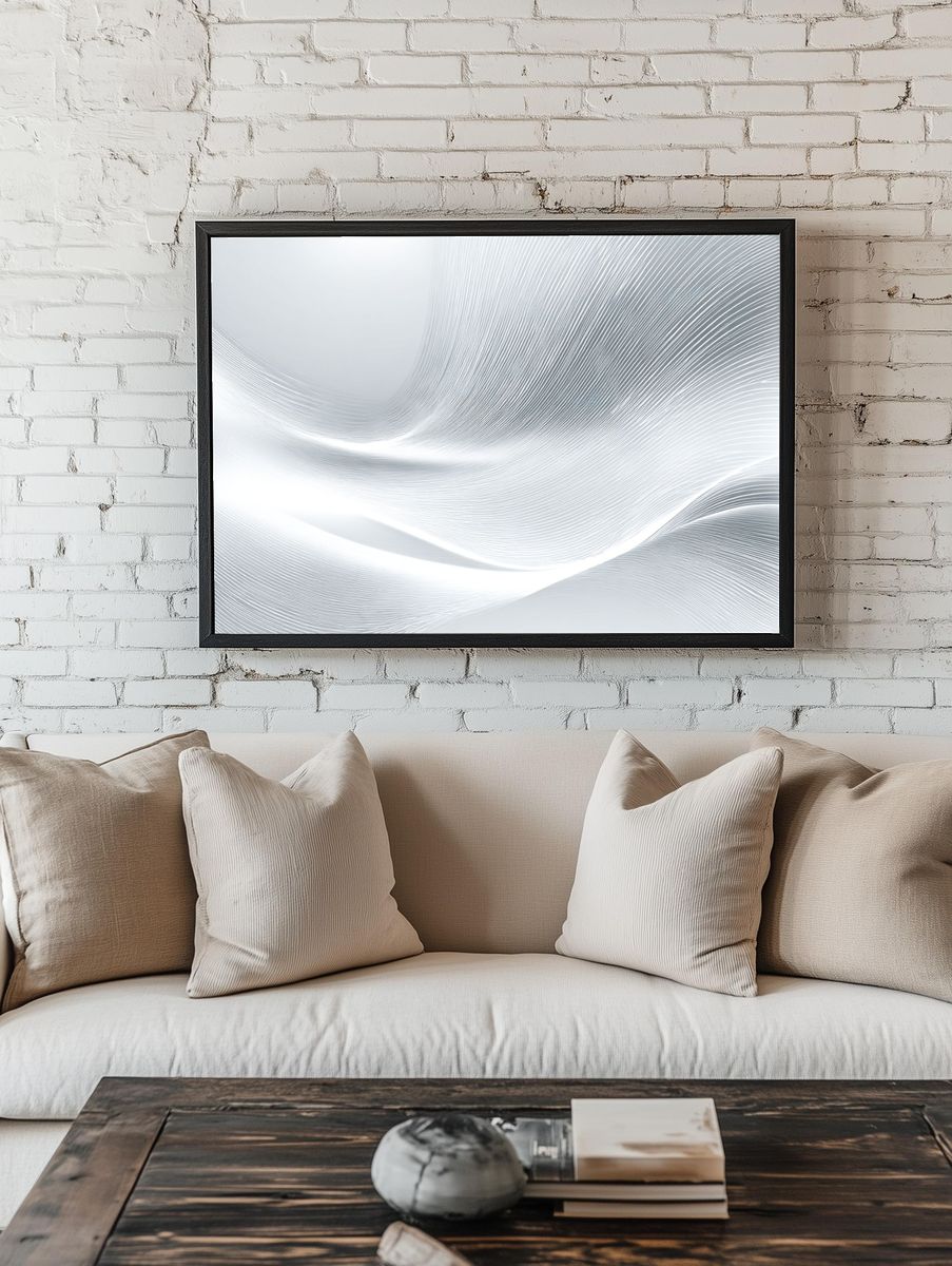 Silver Flow Abstract Poster room preview