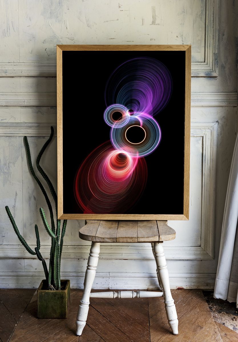 Neon Orbital Abstract Poster. room preview