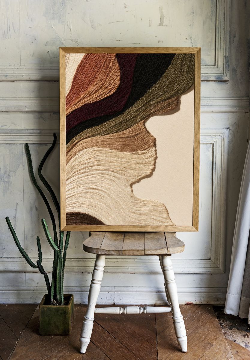 Textured Earth Tones Abstract Poster. — room view 1