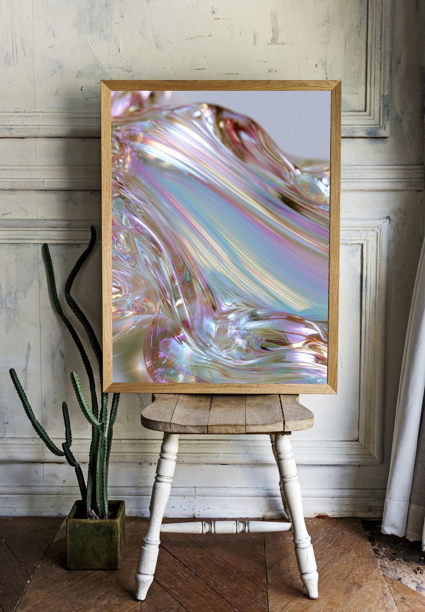 Iridescent Liquid Abstract Poster. room preview