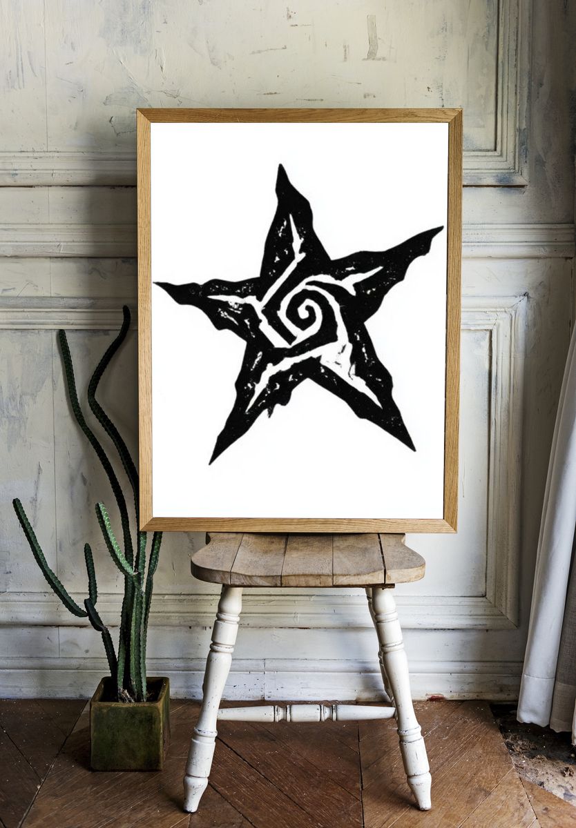 Spiral Star Minimalist Print. room preview