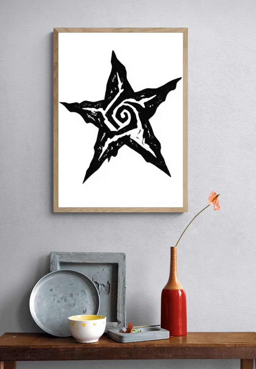 Spiral Star Minimalist Print. — room view 3