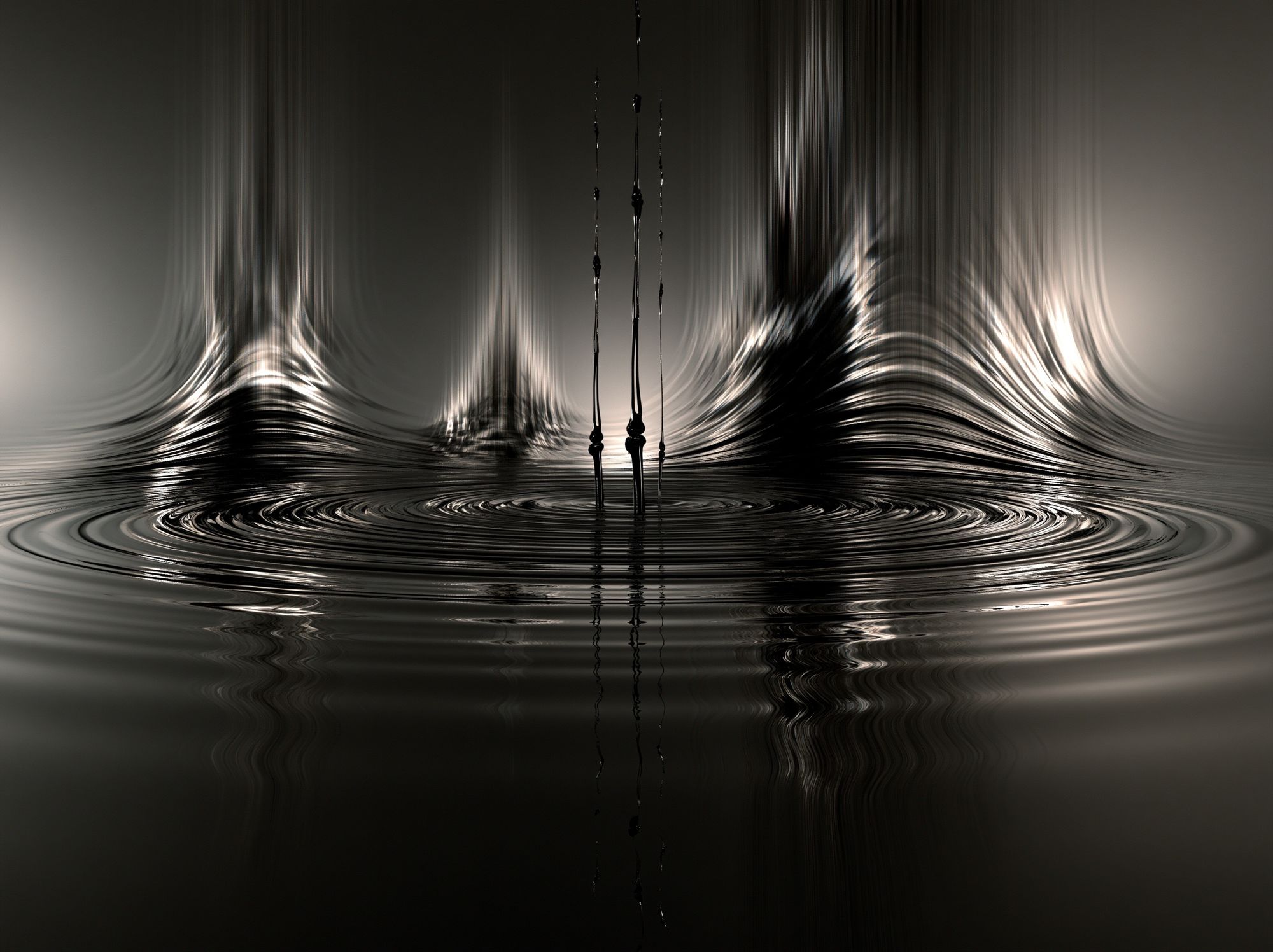 Monochrome Liquid Ripples Abstract Poster. poster — abstract art