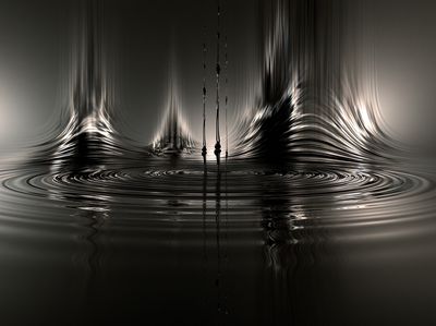 Monochrome Liquid Ripples Abstract Poster. poster