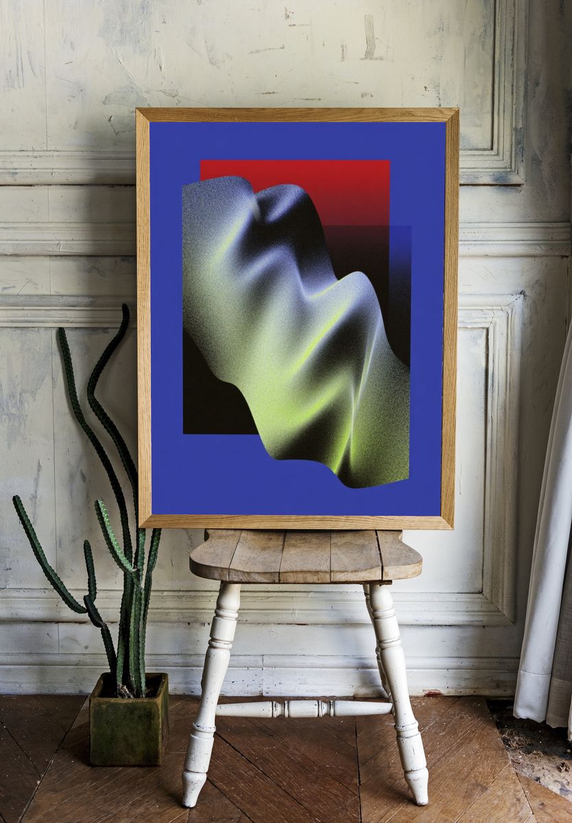 Neon Fold Abstract Poster. — room view 1