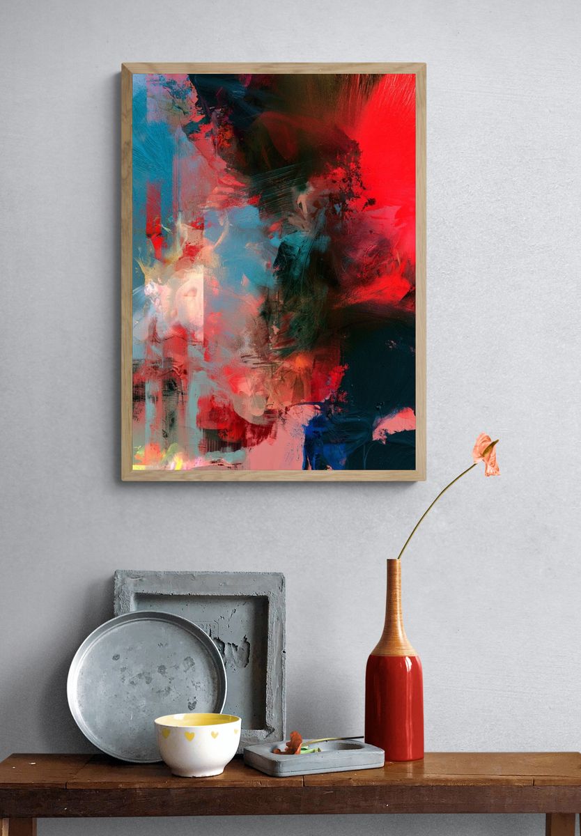 Neon Brushstroke Abstract Poster. — room view 3