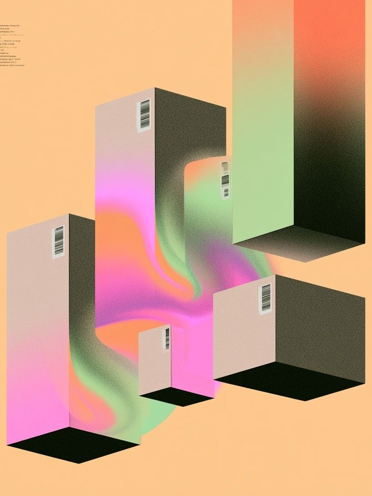 Neon Cubes Abstract Poster. poster detail