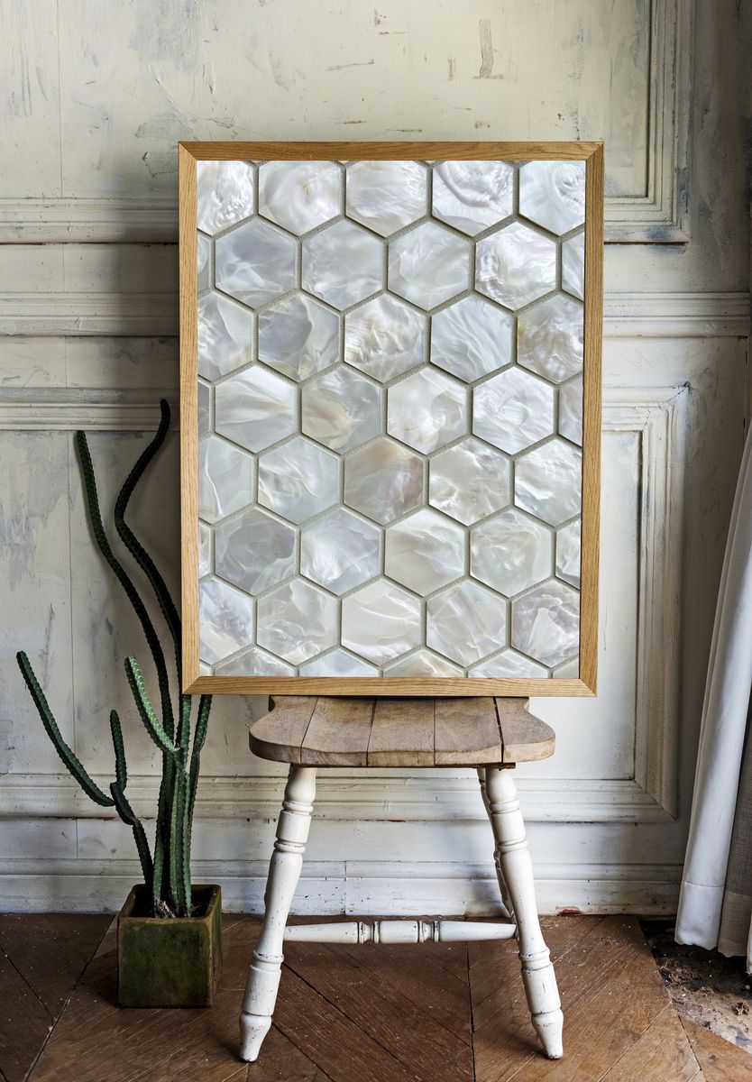 Pearl Hexagon Mosaic Abstract Print. — room view 1