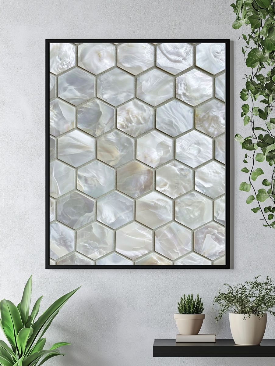 Pearl Hexagon Mosaic Abstract Print. — room view 4
