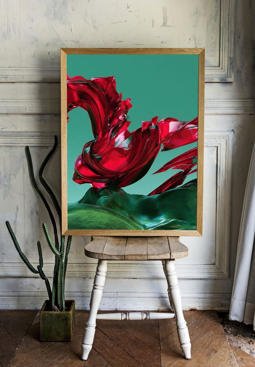 Crimson Glass Abstract Poster. room preview
