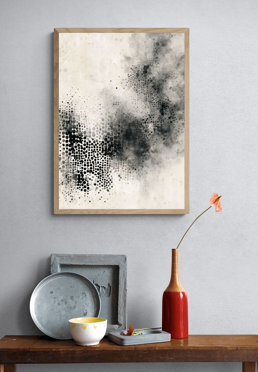 Monochrome Halftone Cloud Poster. — room view 3