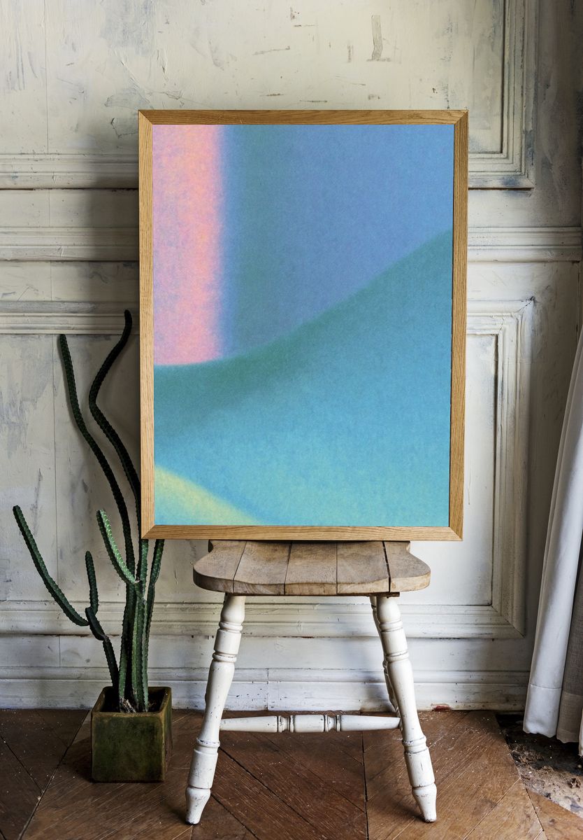 Pastel Blue Abstract Poster. — room view 1