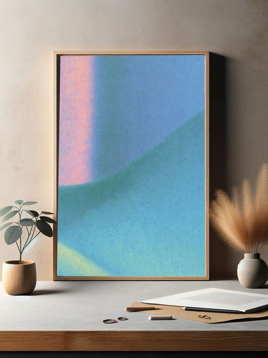 Pastel Blue Abstract Poster. — room view 2