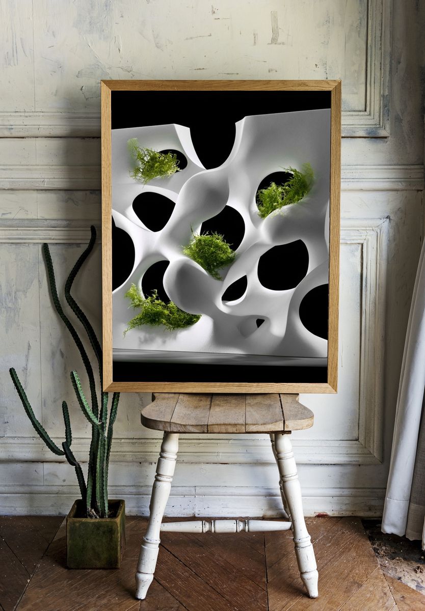 Organic White Sculpture Abstract Print. — room view 1