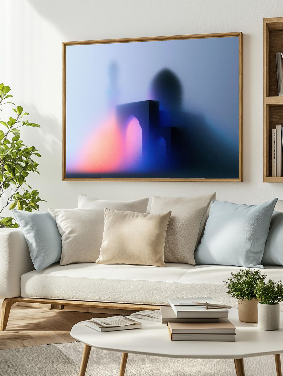 Neon Fog Abstract Poster. — room view 2