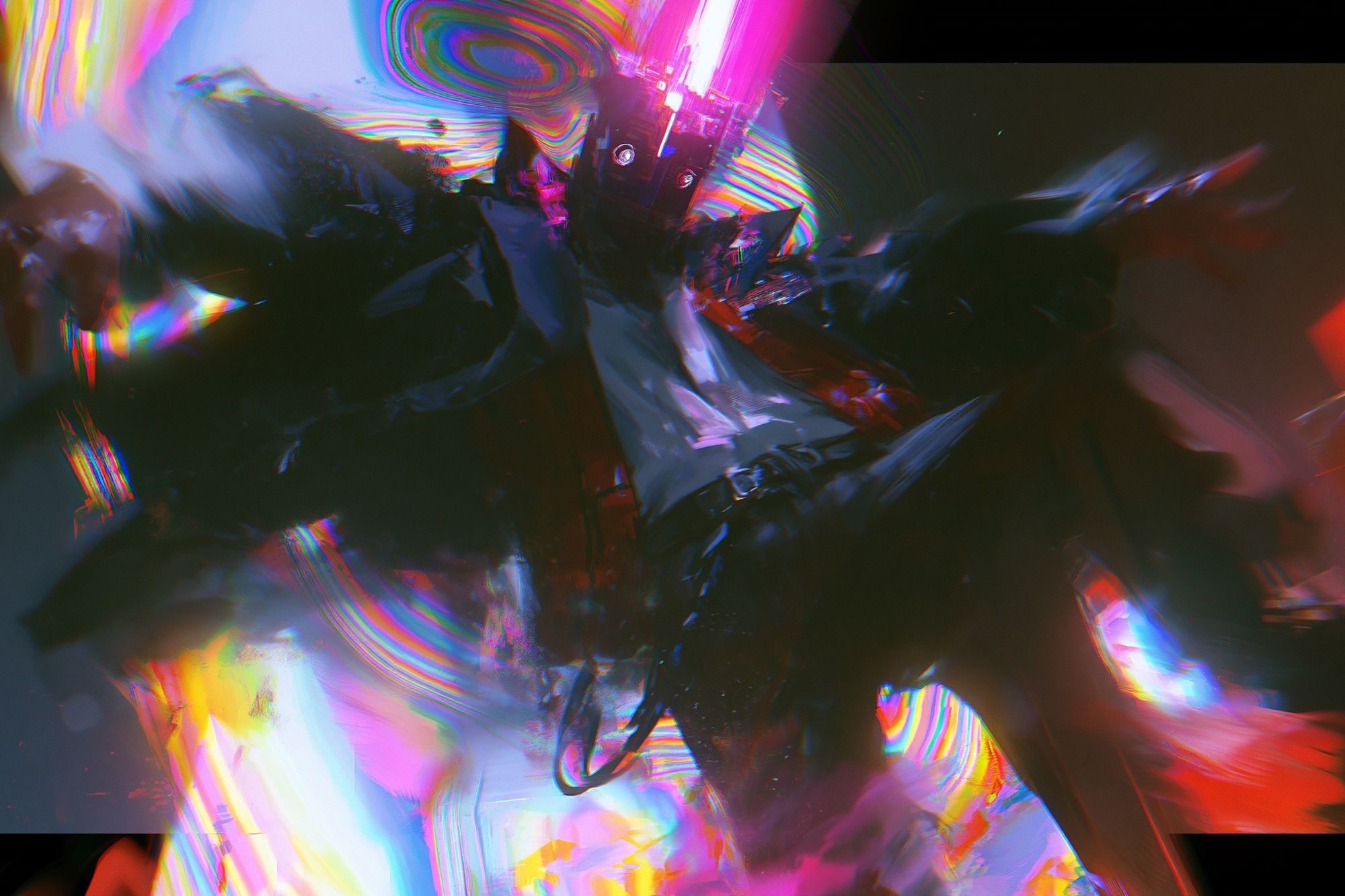 Chromatic Glitch Abstract Poster. poster — abstract art