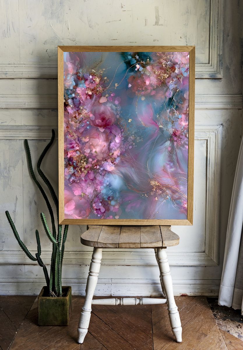 Dreamy Floral Abstract Poster. — room view 1
