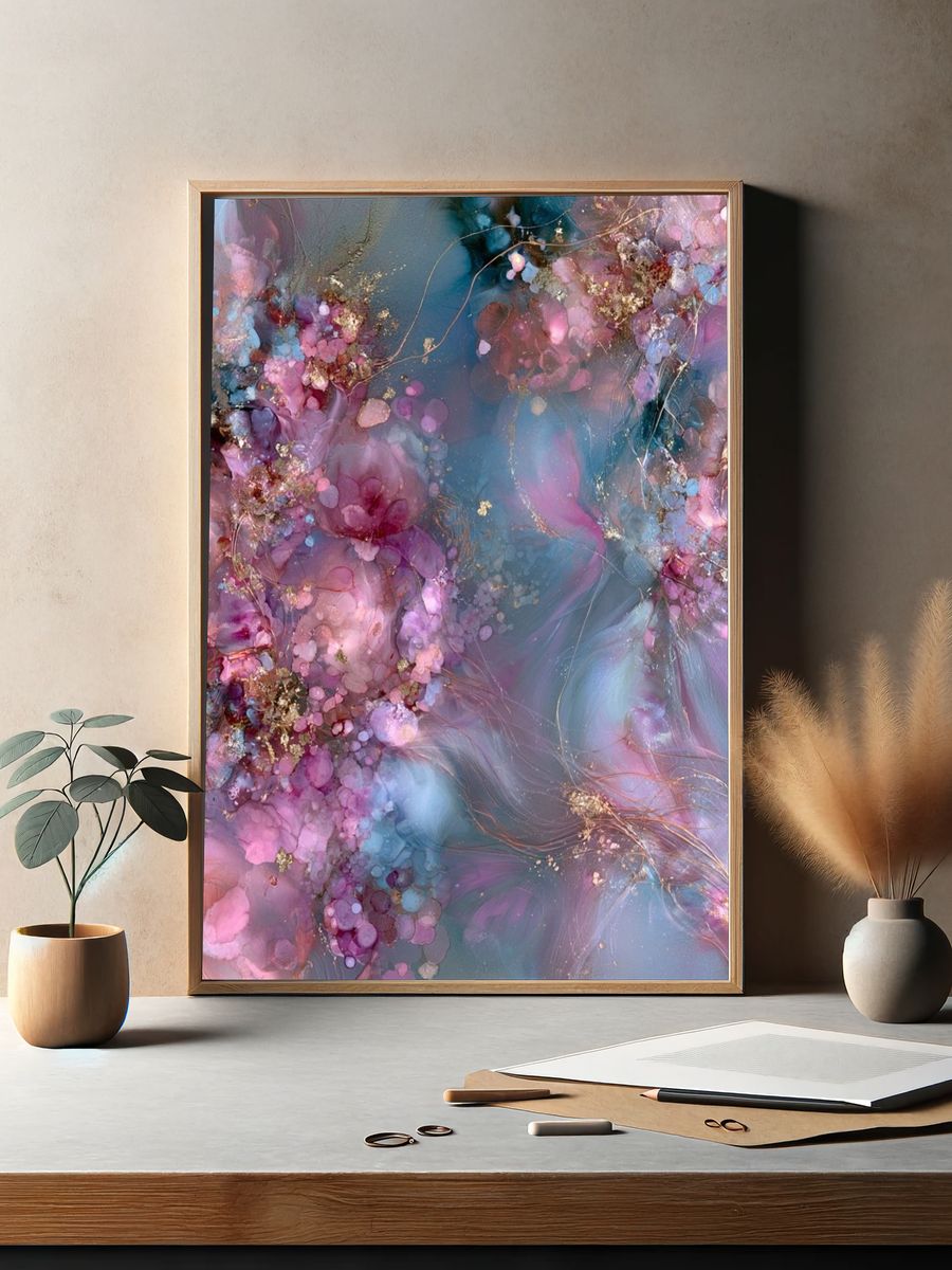 Dreamy Floral Abstract Poster. — room view 2