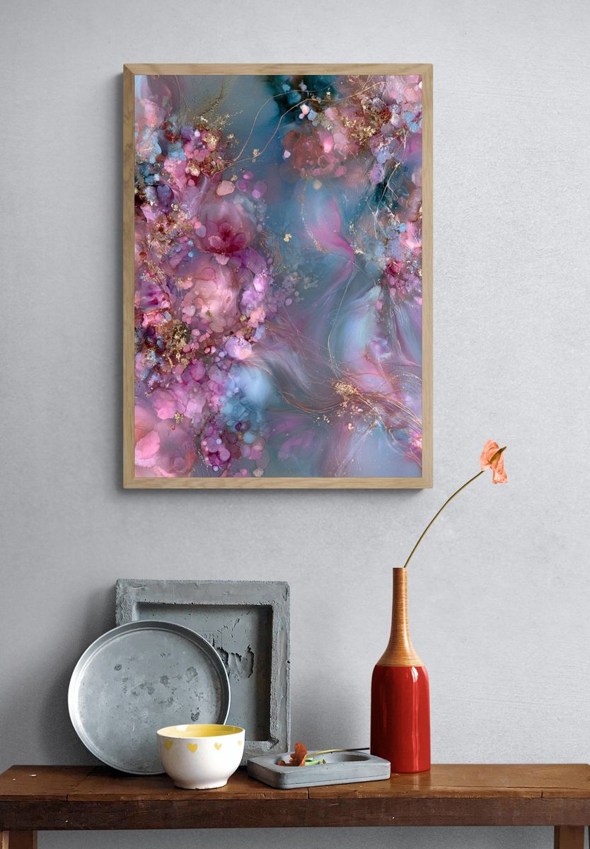 Dreamy Floral Abstract Poster. — room view 3