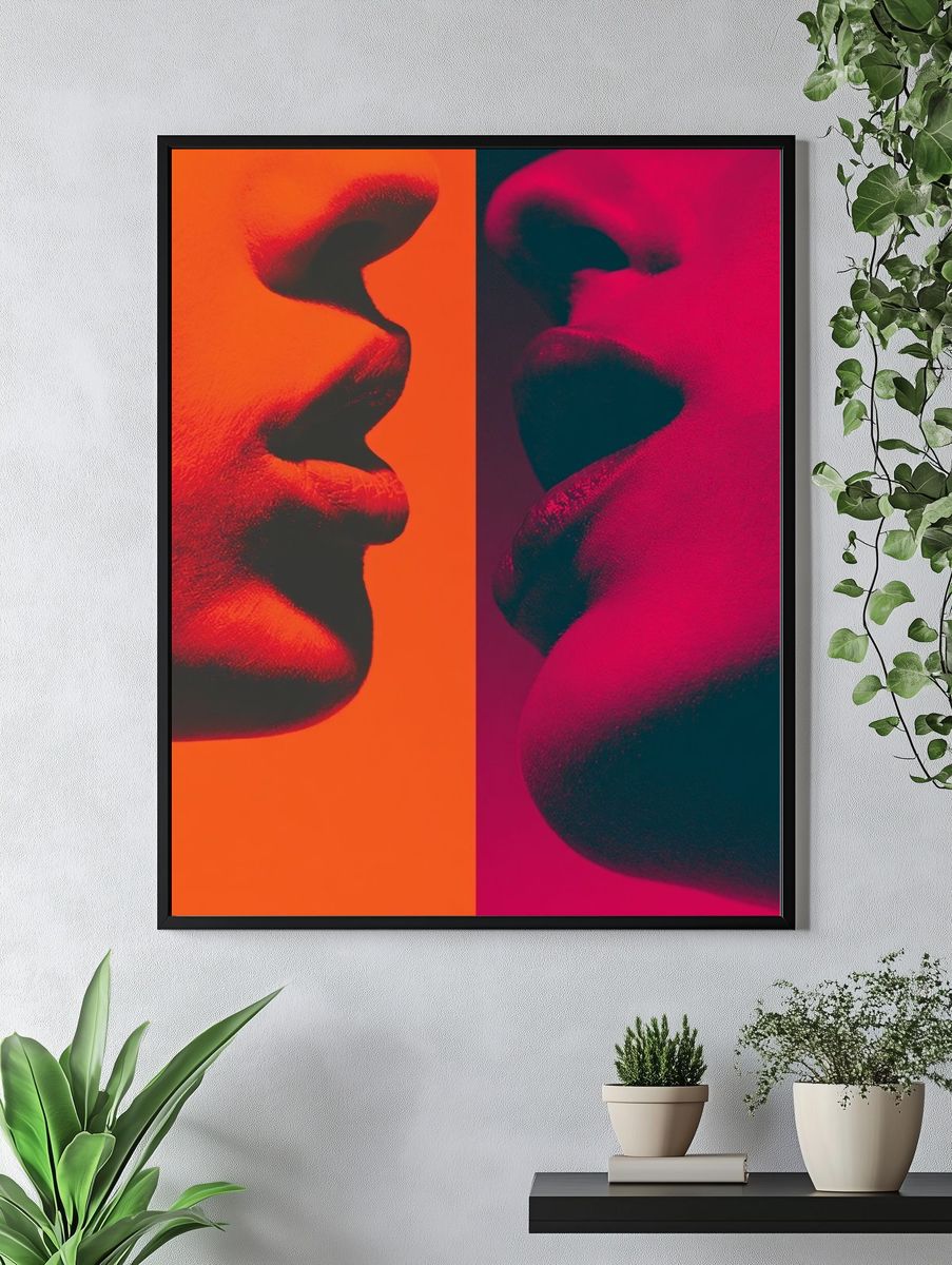Neon Lips Abstract Poster. — room view 4