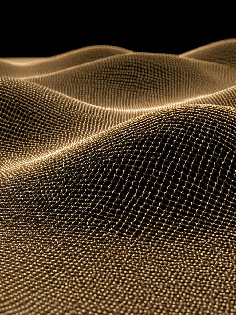 Golden Mesh Waves Abstract Print. poster detail