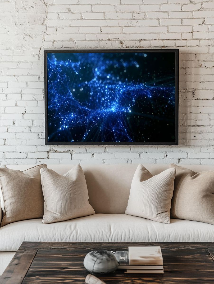 Electric Blue Network Abstract Poster. room preview