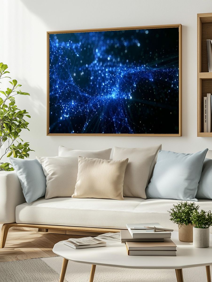 Electric Blue Network Abstract Poster. — room view 2
