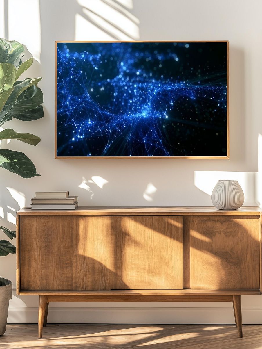 Electric Blue Network Abstract Poster. — room view 3