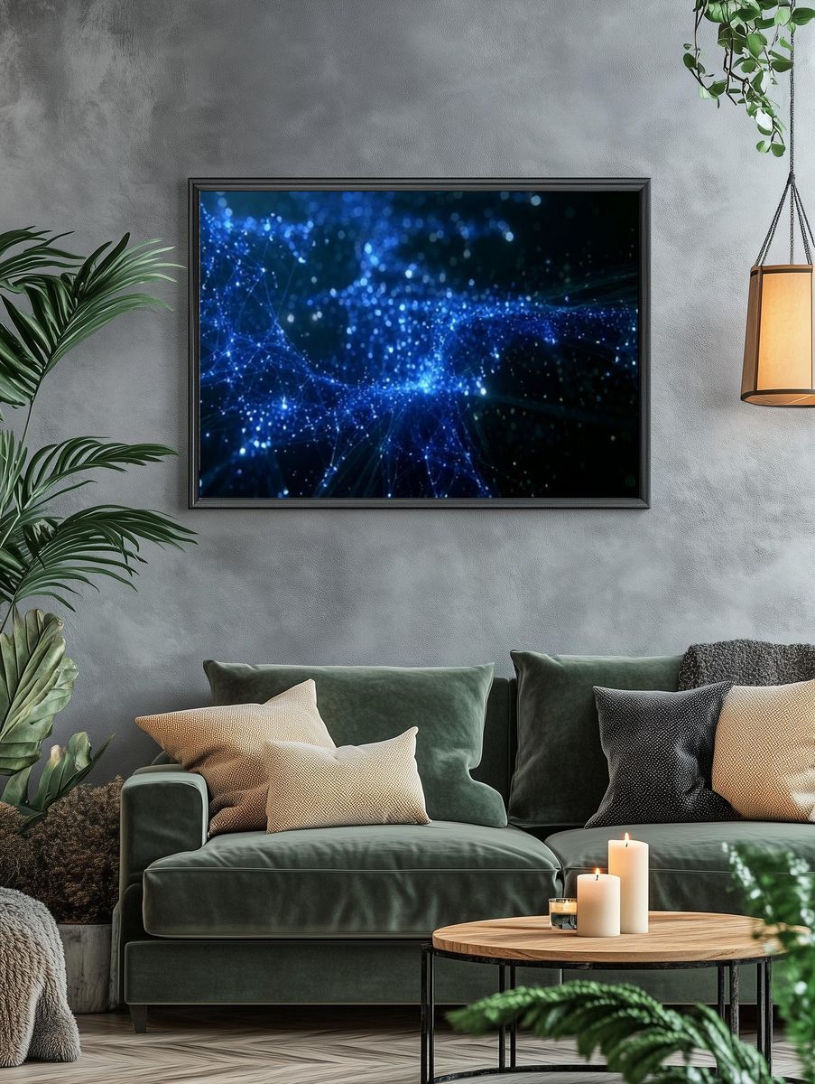 Electric Blue Network Abstract Poster. — room view 4