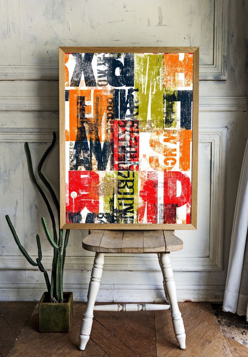 Urban Letter Collage Abstract Poster. room preview