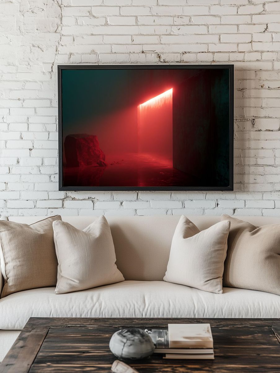 Neon Portal Abstract Print. — room view 1