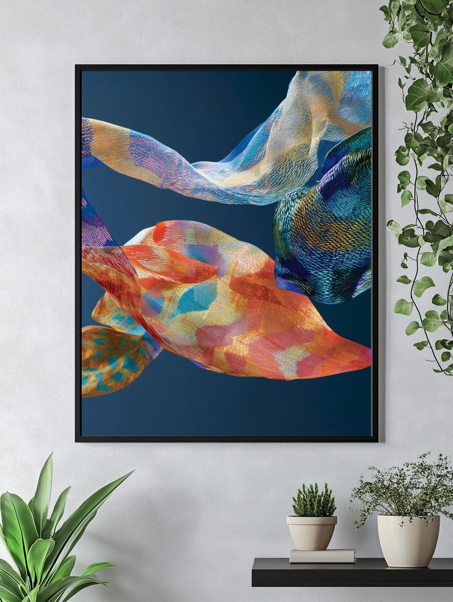Colorful Flowing Fabric Abstract Poster. — room view 4