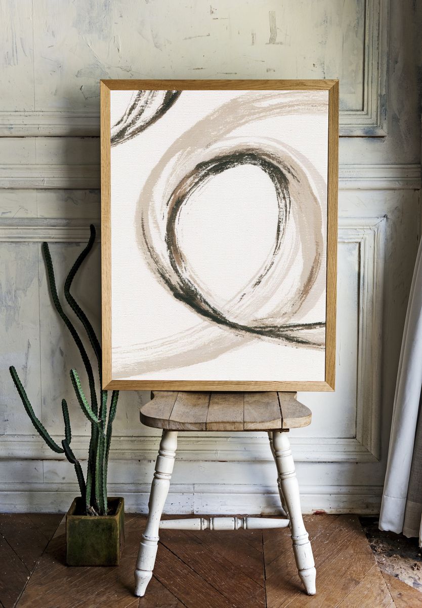 Neutral Brushstroke Abstract Poster. — room view 1