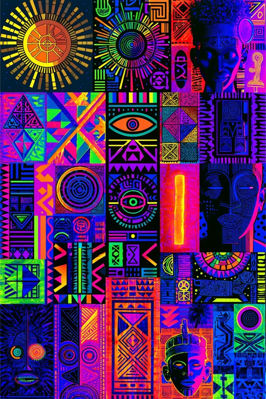 Neon Tribal Pattern Poster. poster detail