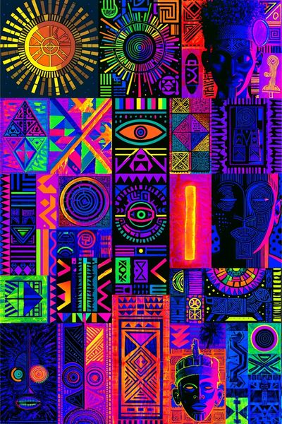 Neon Tribal Pattern Poster. poster