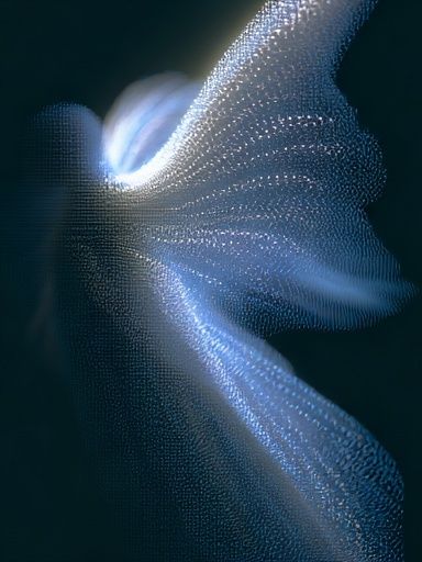 Luminous Blue Particle Flow Poster. poster detail