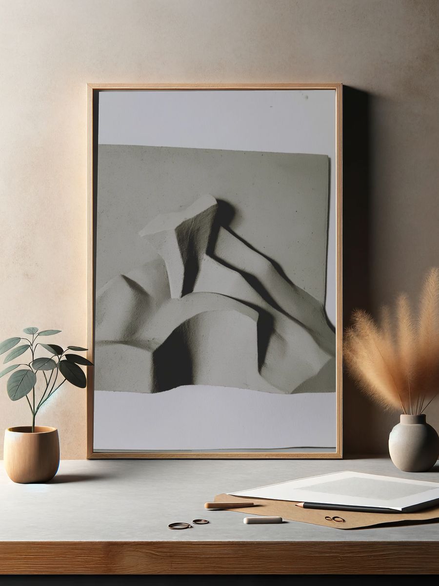Monochrome Relief Abstract Poster. — room view 2