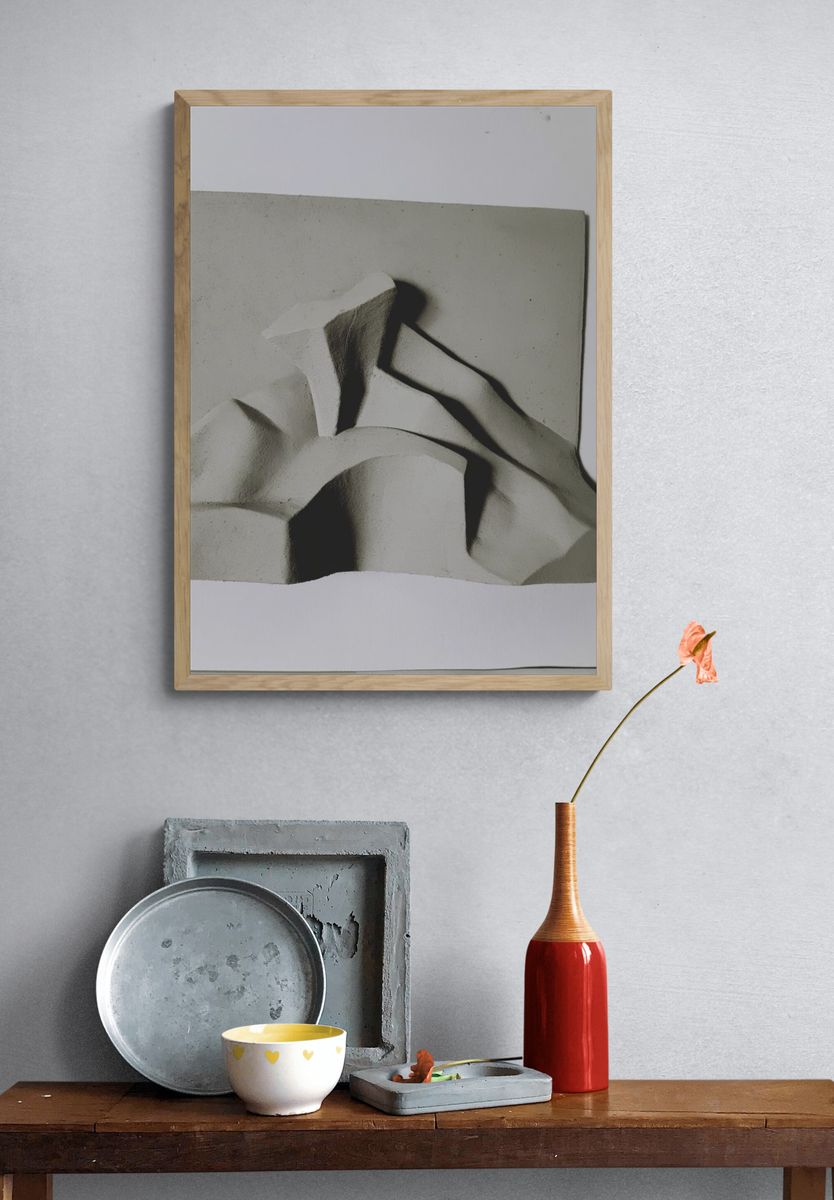 Monochrome Relief Abstract Poster. — room view 3