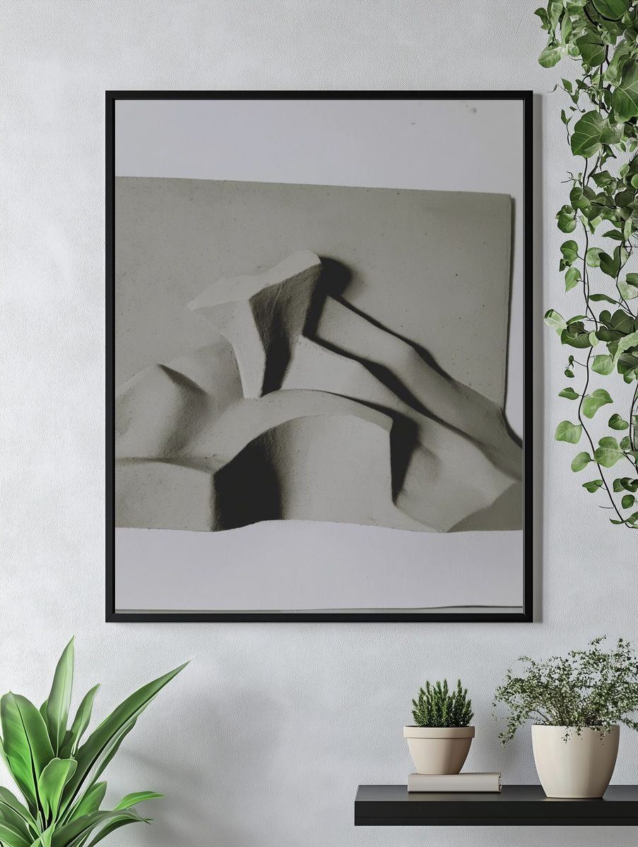 Monochrome Relief Abstract Poster. — room view 4