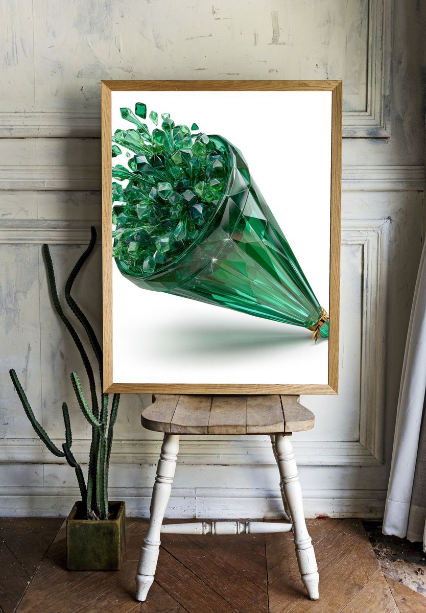 Emerald Crystal Bouquet Abstract Print. room preview