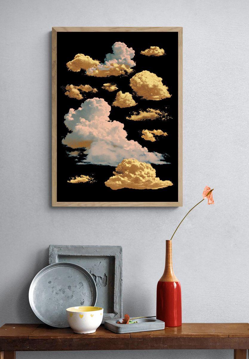 Golden Clouds Abstract Print. — room view 3
