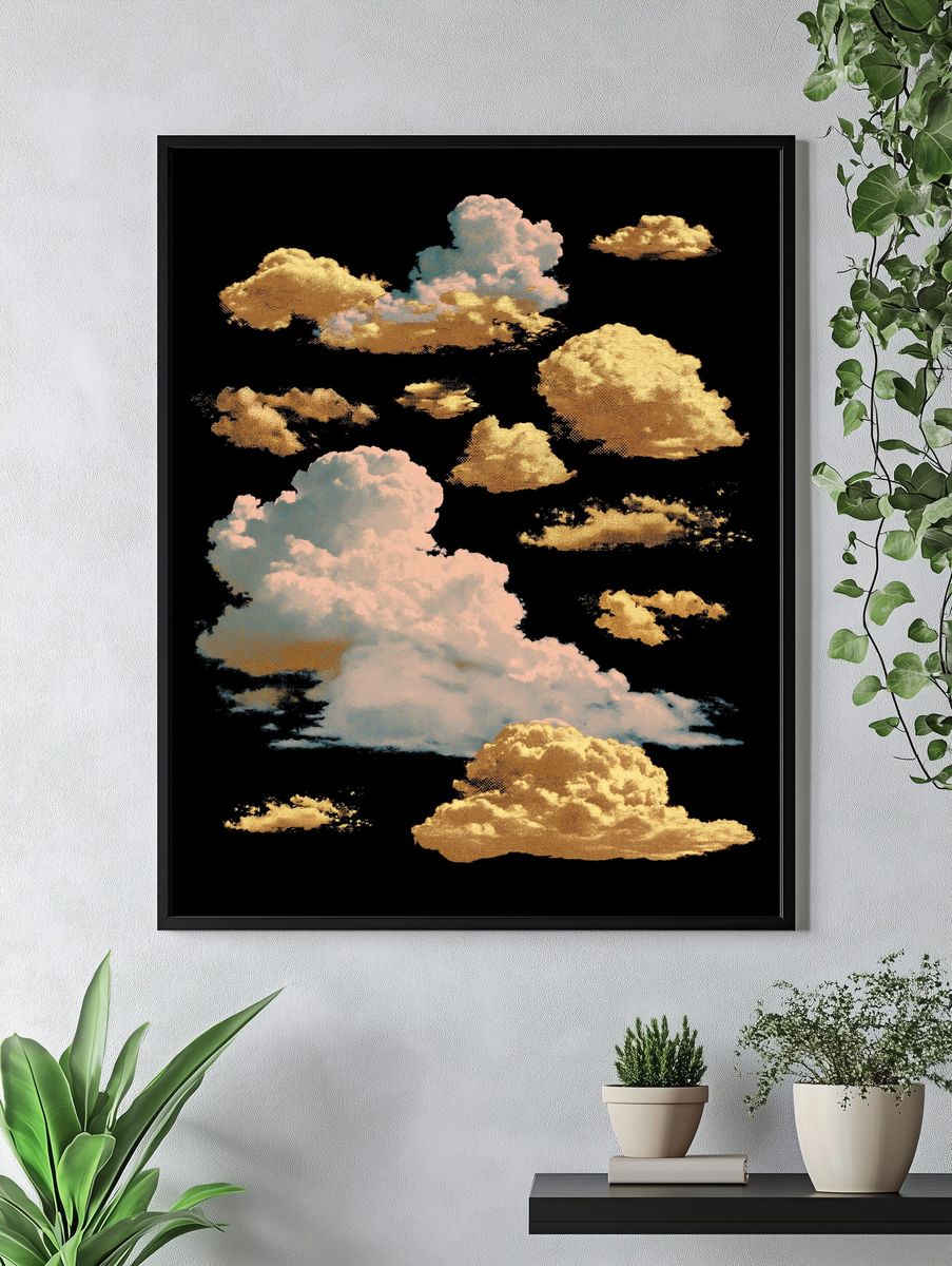 Golden Clouds Abstract Print. — room view 4