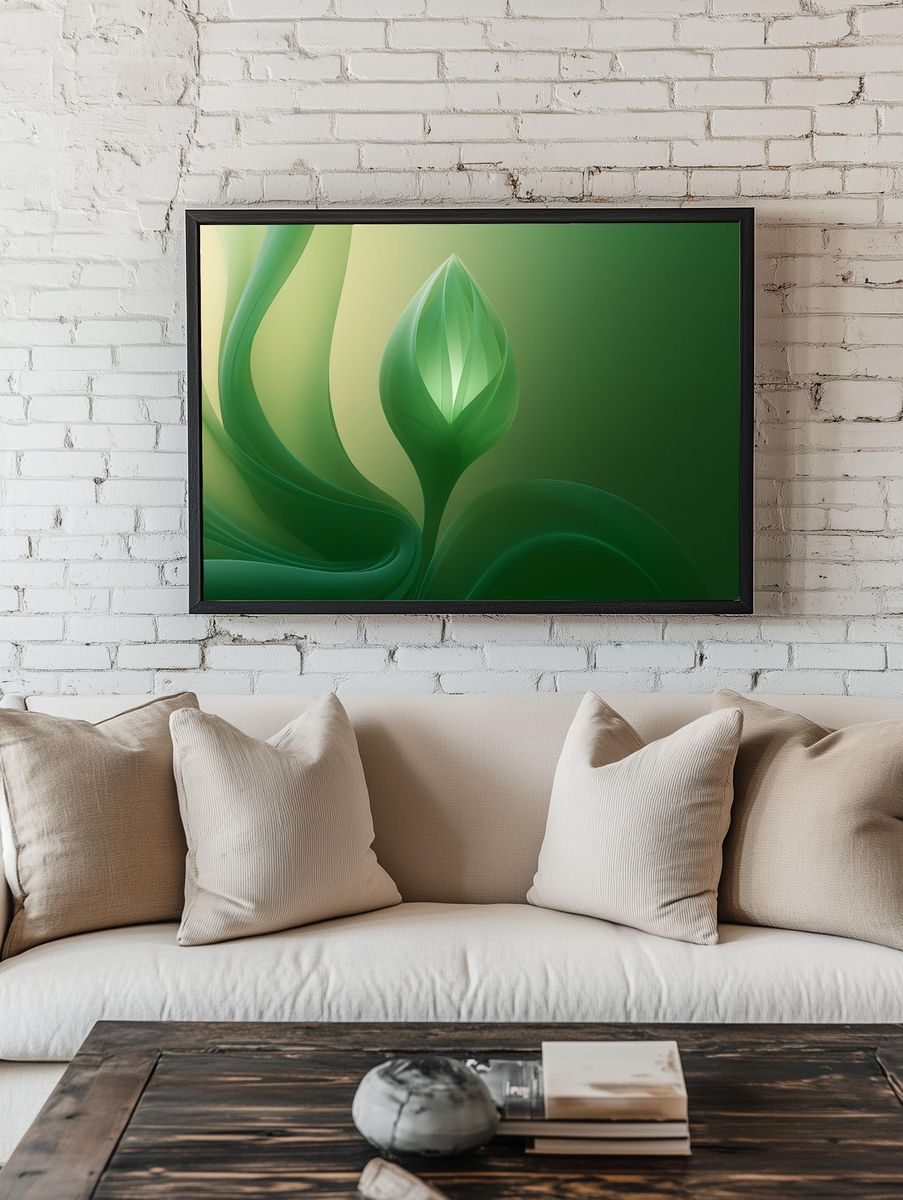 Emerald Leaf Abstract Poster. room preview