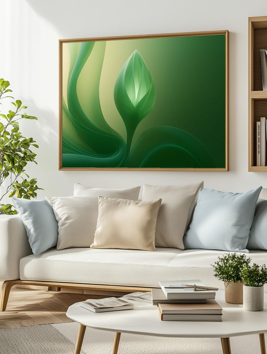 Emerald Leaf Abstract Poster. — room view 2