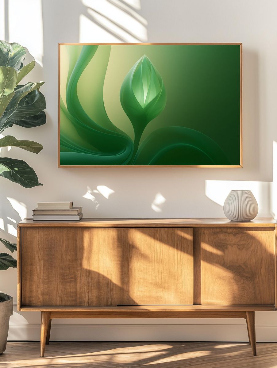 Emerald Leaf Abstract Poster. — room view 3